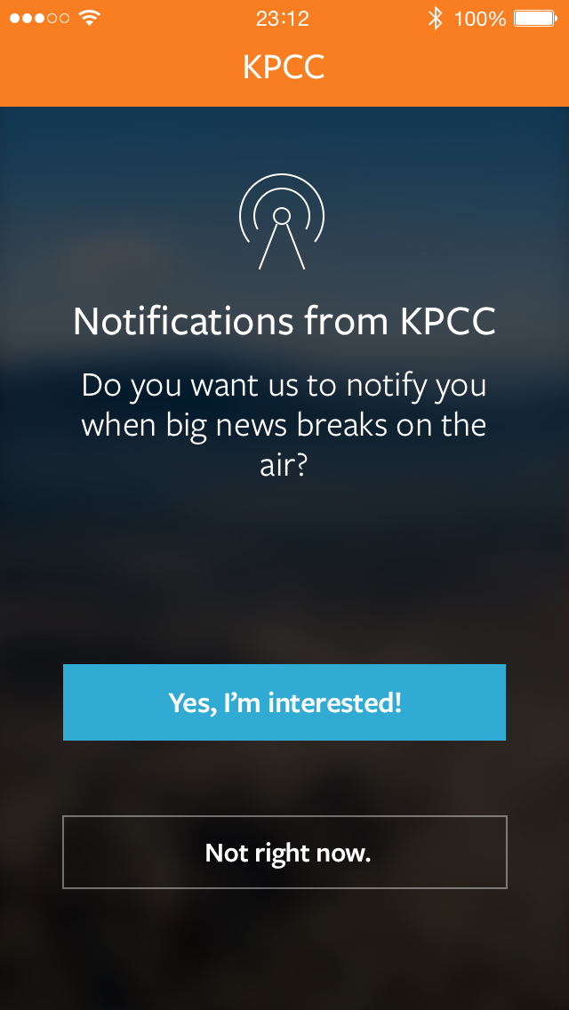 KPCC iPhone app notifications view